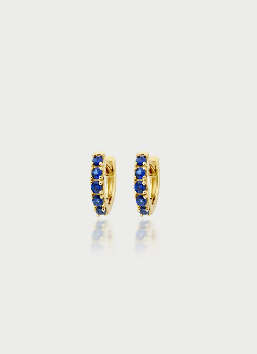 Lovi sapphire single huggie 14k gold - Studio Kroewe