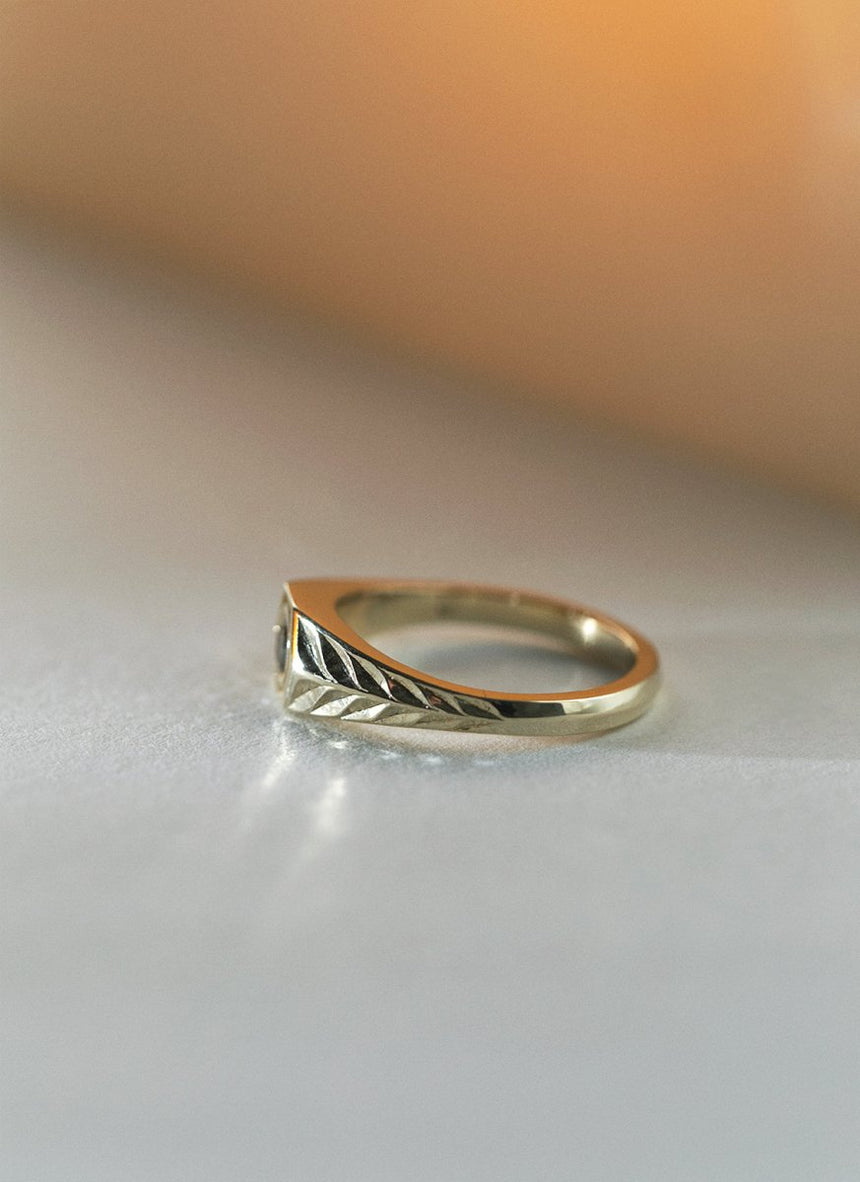 Miles diamond brown ring 14k gold - Studio Kroewe