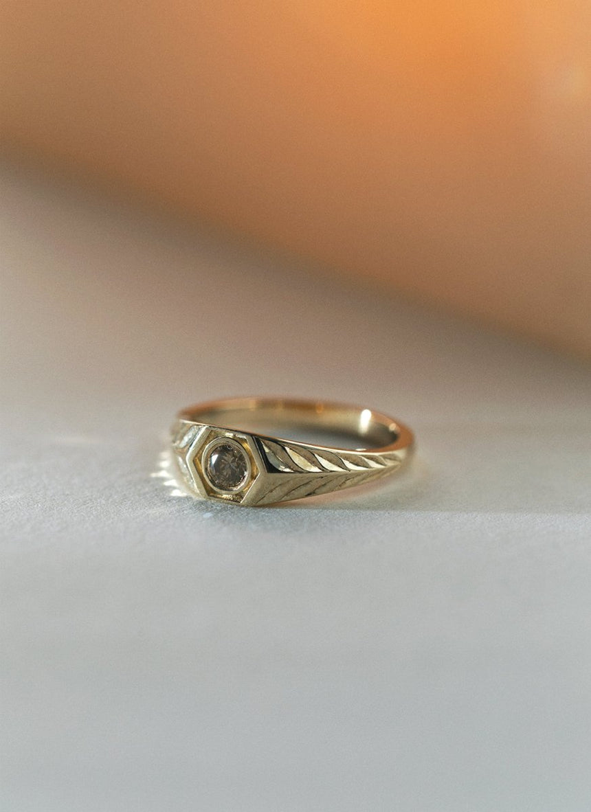 Miles diamond brown ring 14k gold - Studio Kroewe
