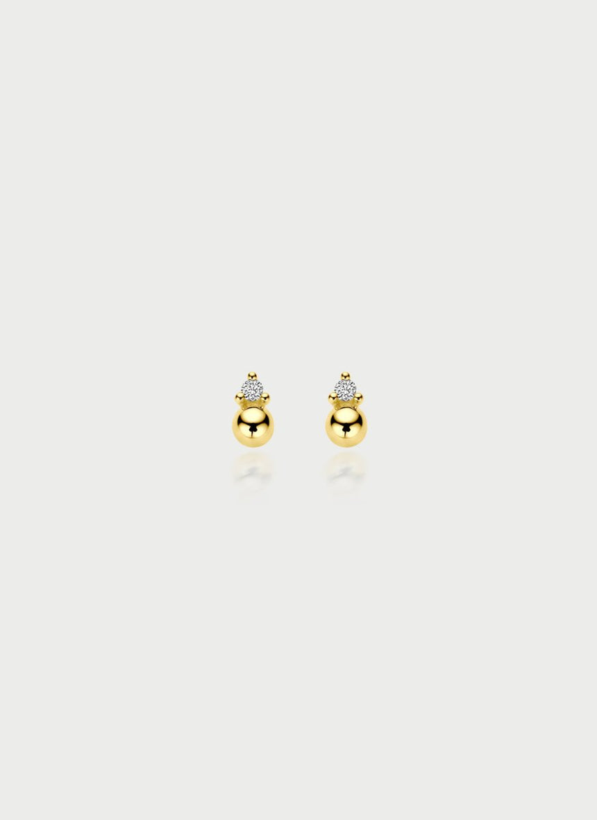 Mimi diamond single earstud 14k gold - Studio Kroewe
