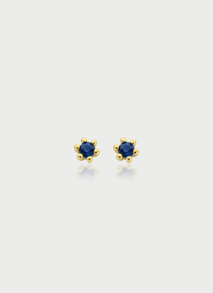 Minnie sapphire single earstud 14k gold - Studio Kroewe