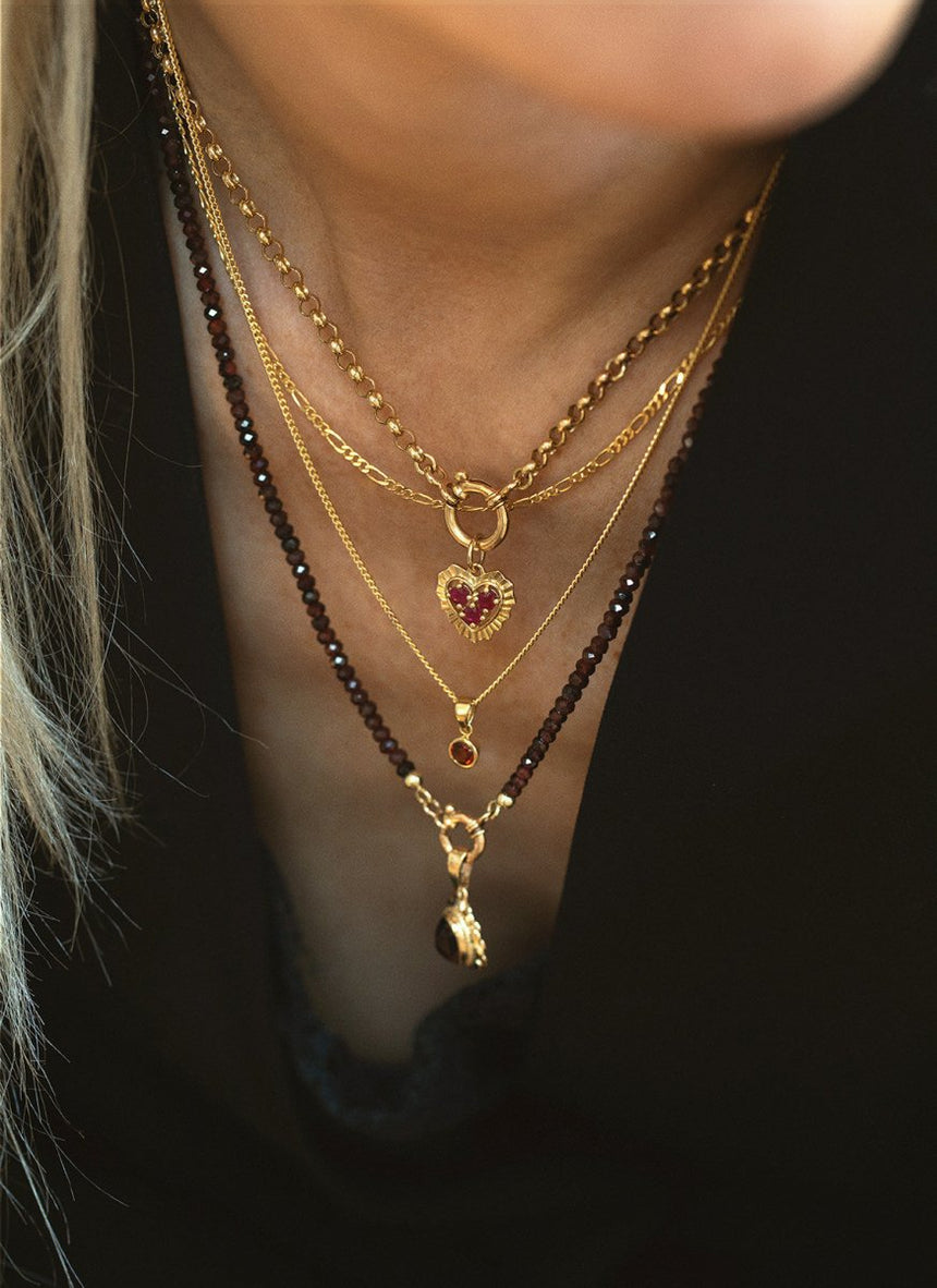 Mollie heart birthstone charm 14k gold - Studio Kroewe