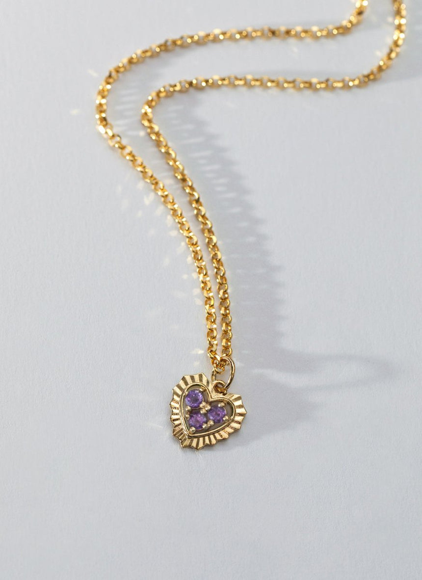 Mollie heart birthstone charm 14k gold - Studio Kroewe