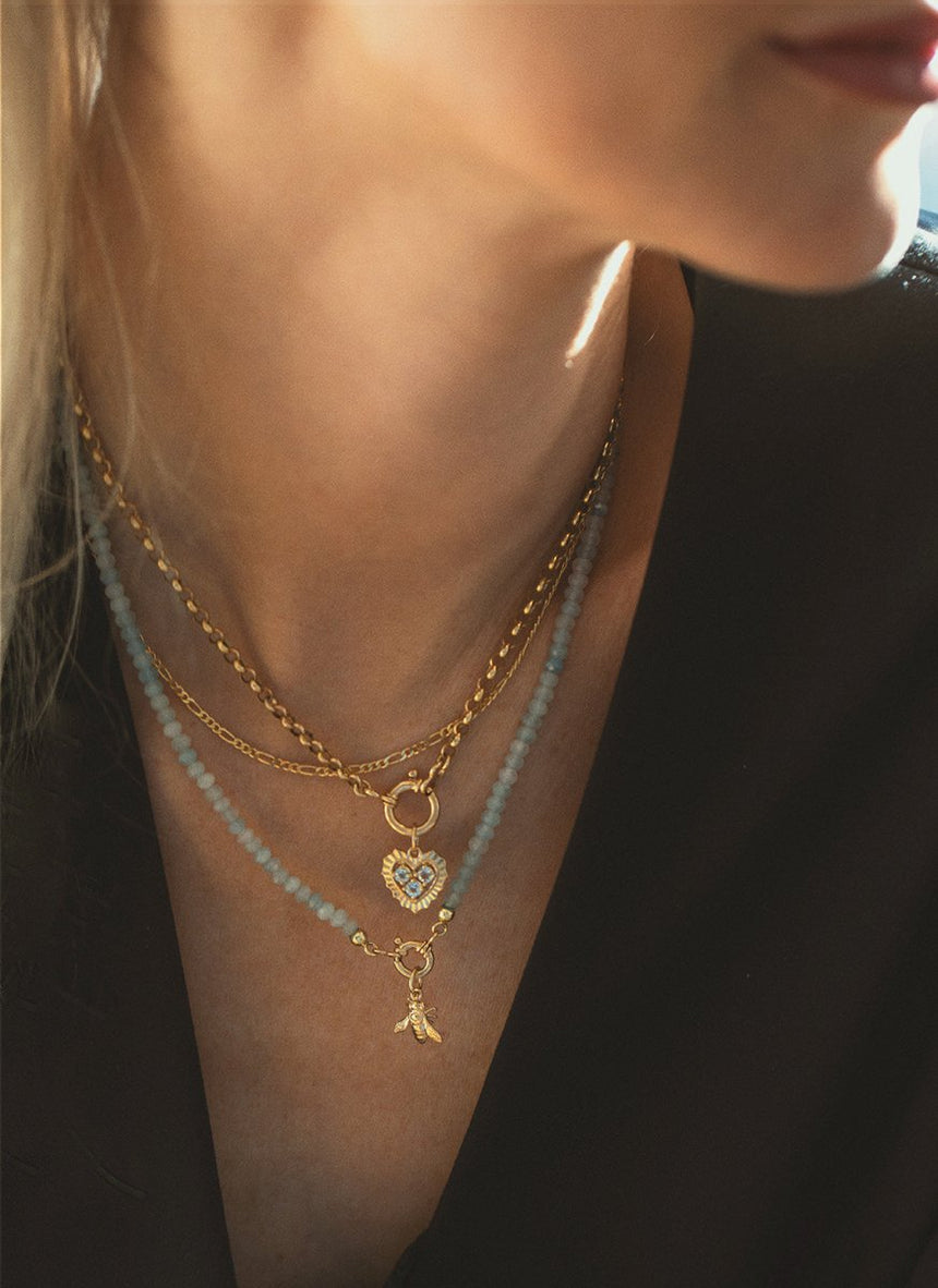 Mollie heart birthstone charm 14k gold - Studio Kroewe