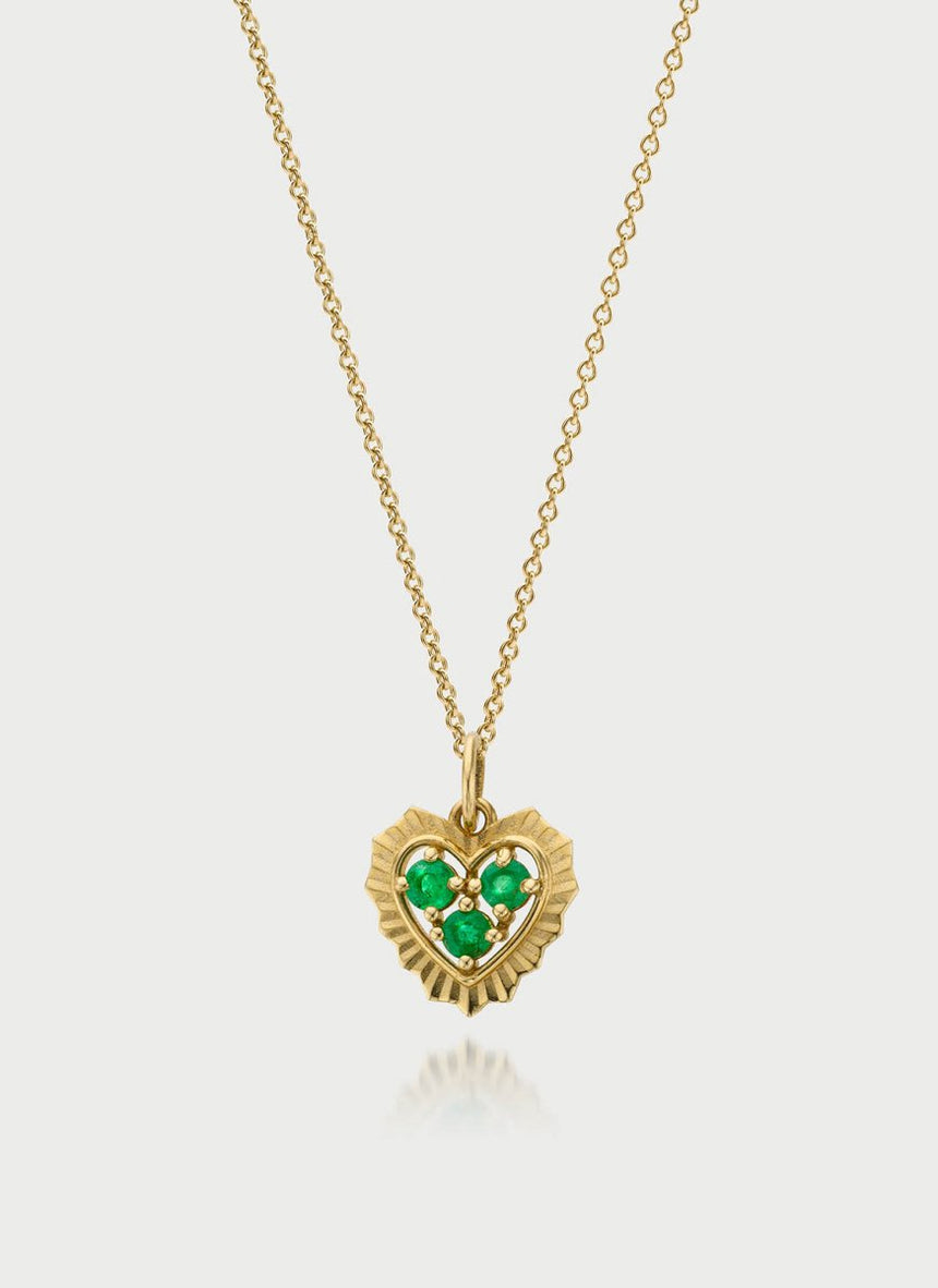Mollie heart birthstone charm 14k gold - Studio Kroewe