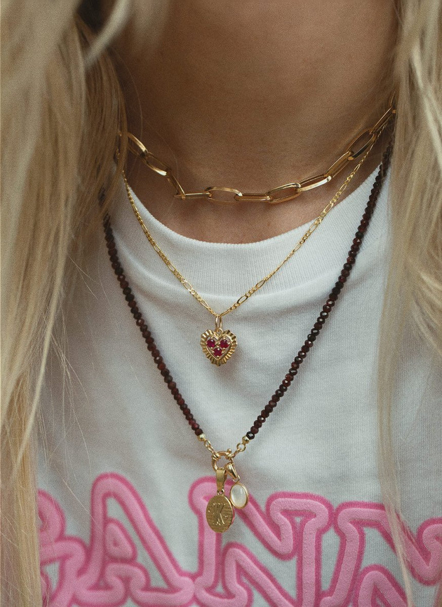 Mollie heart birthstone charm 14k gold - Studio Kroewe