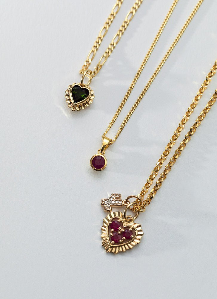 Mollie heart birthstone charm 14k gold - Studio Kroewe