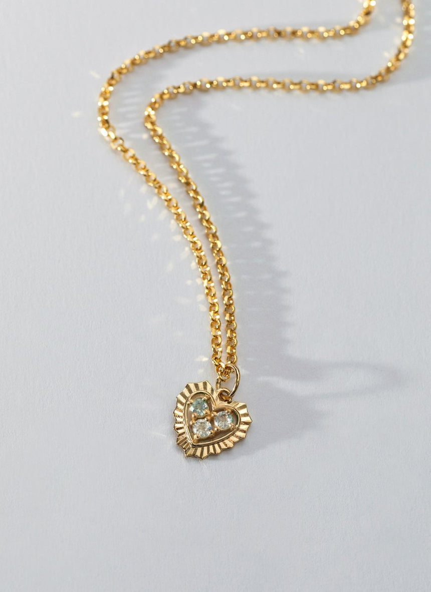Mollie heart birthstone charm 14k gold - Studio Kroewe