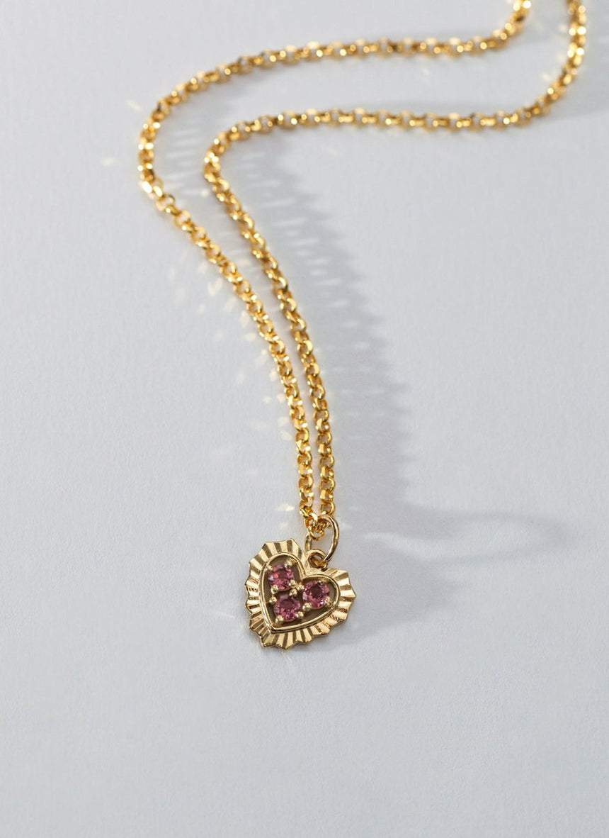 Mollie heart birthstone charm 14k gold - Studio Kroewe