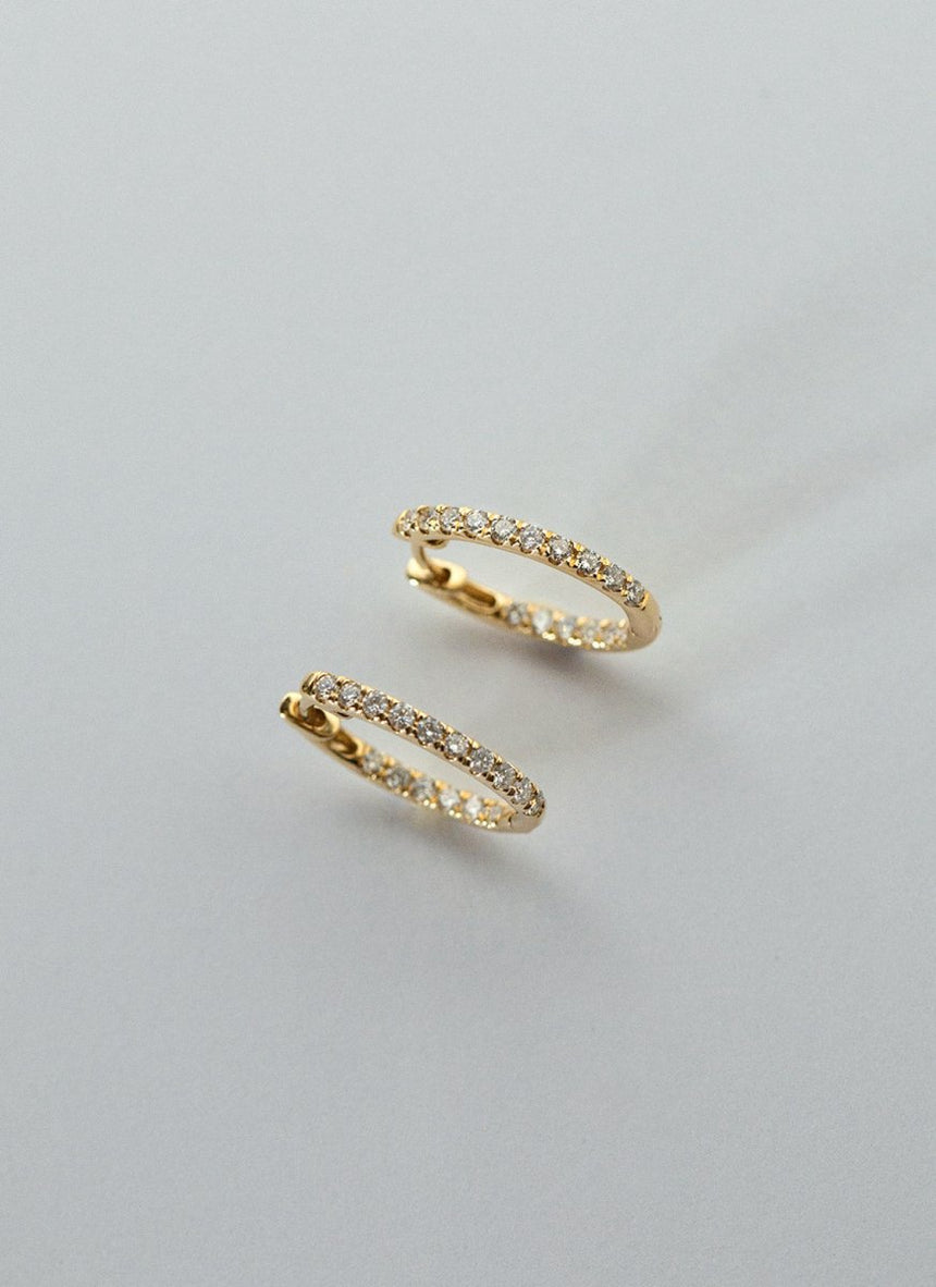 Vesper diamond single earstud 14k gold - Studio Kroewe