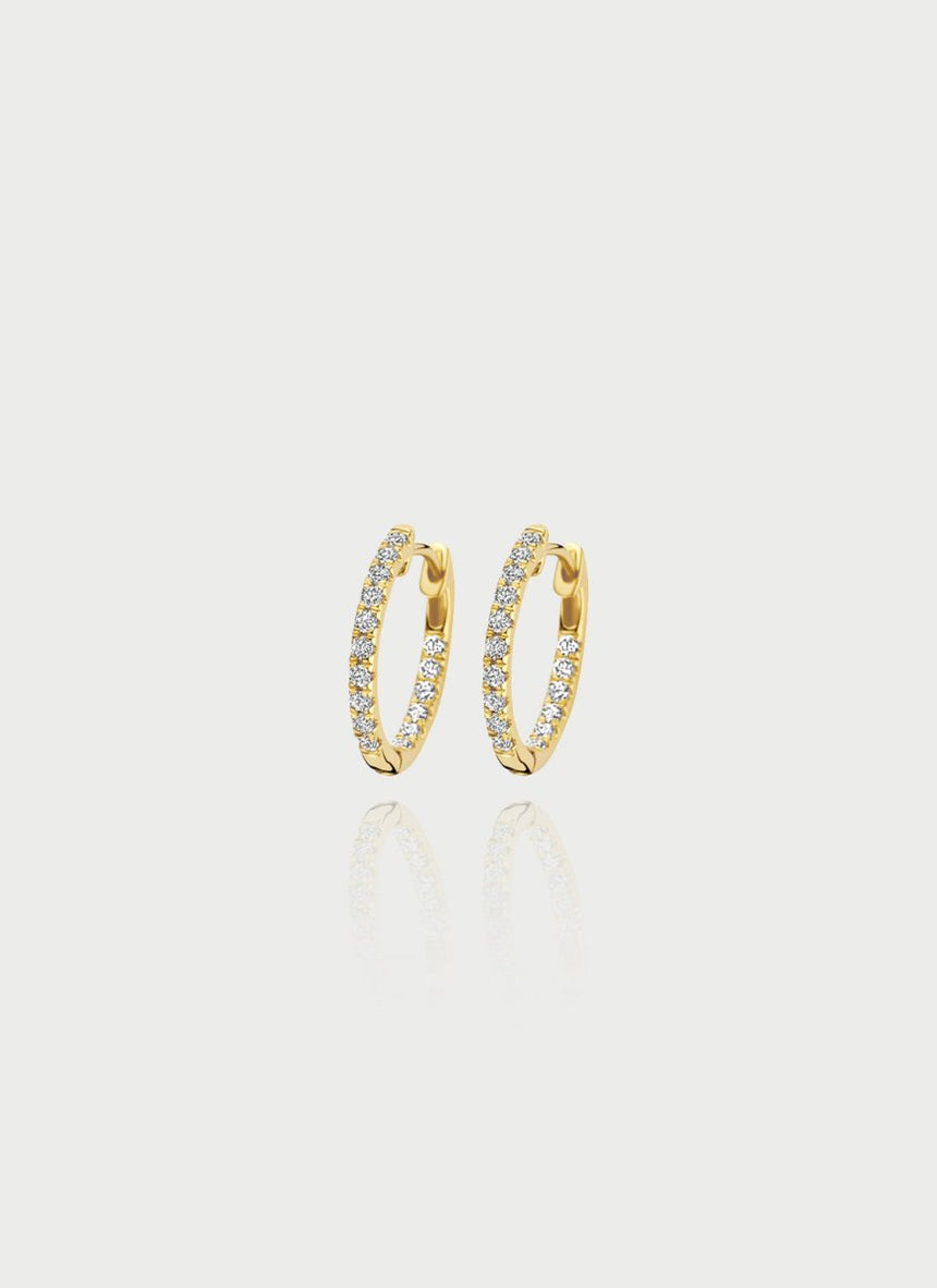 Vesper diamond single earstud 14k gold - Studio Kroewe