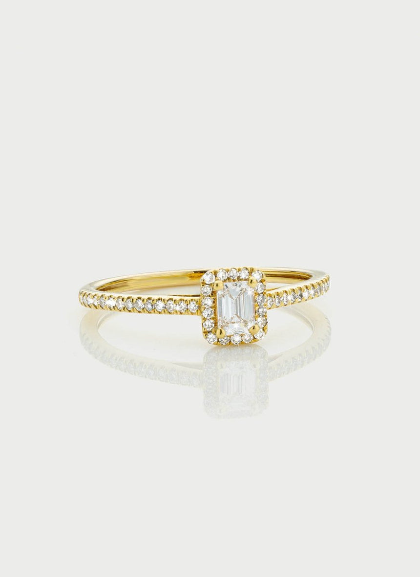 Nya halo diamond ring 14k gold - Studio Kroewe
