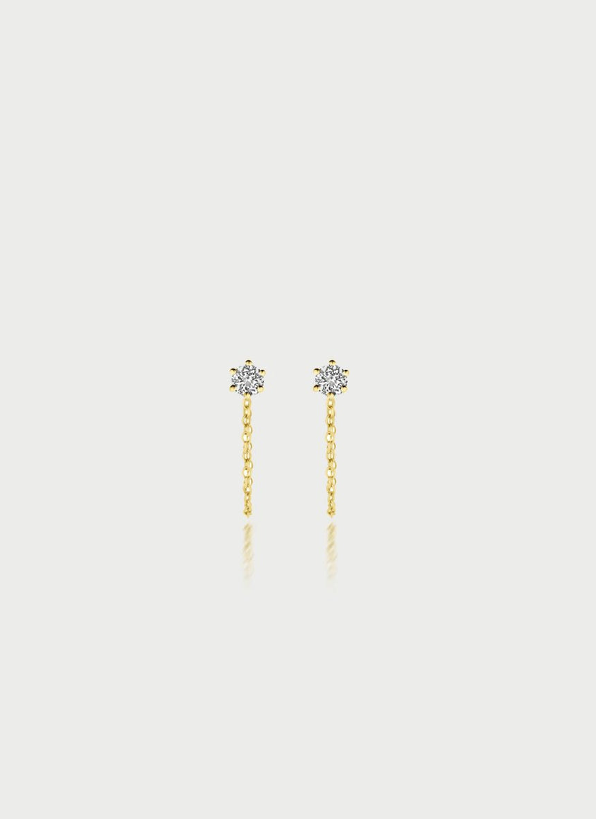 Pinhead diamond earstud 14k gold - Studio Kroewe