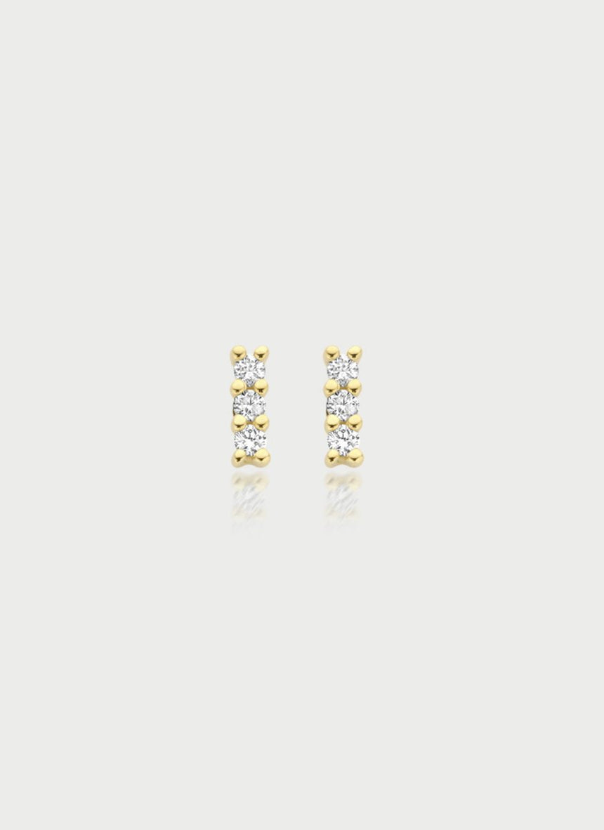 Rae diamond single bar earstud 14k gold - Studio Kroewe