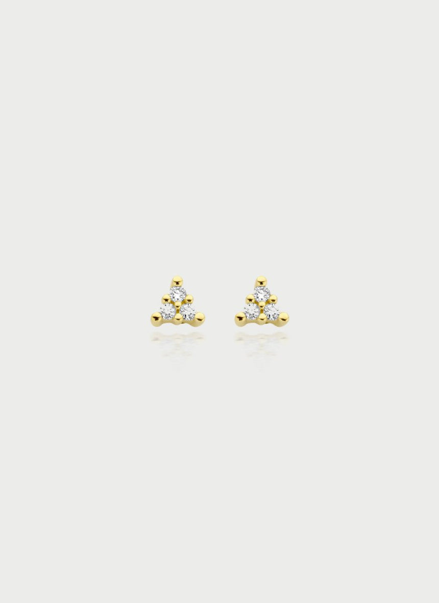 Rémi triangle diamond single earstud 14k gold - Studio Kroewe