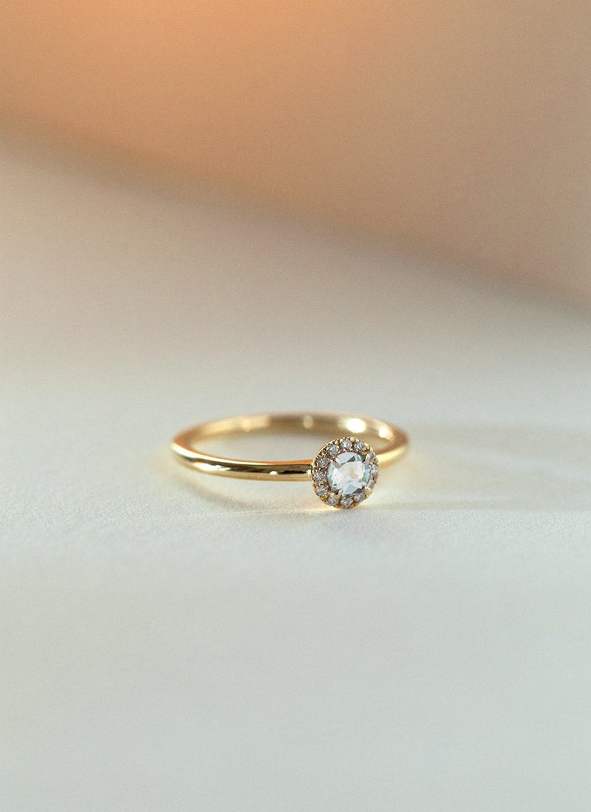 Custom oval cut tourmaline bezel set ring 14k - Studio Kroewe