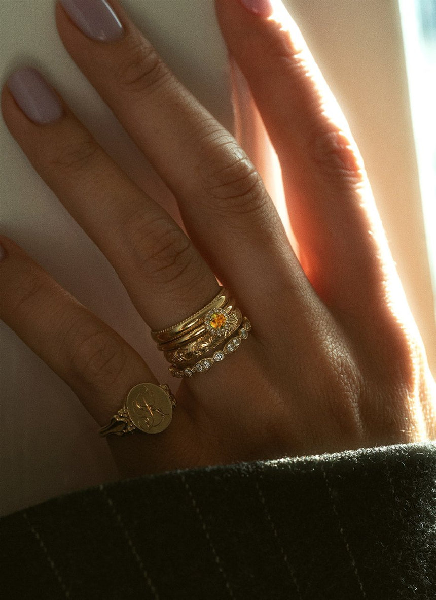 Riddy diamond citrine november birthstone ring 14k gold - Studio Kroewe