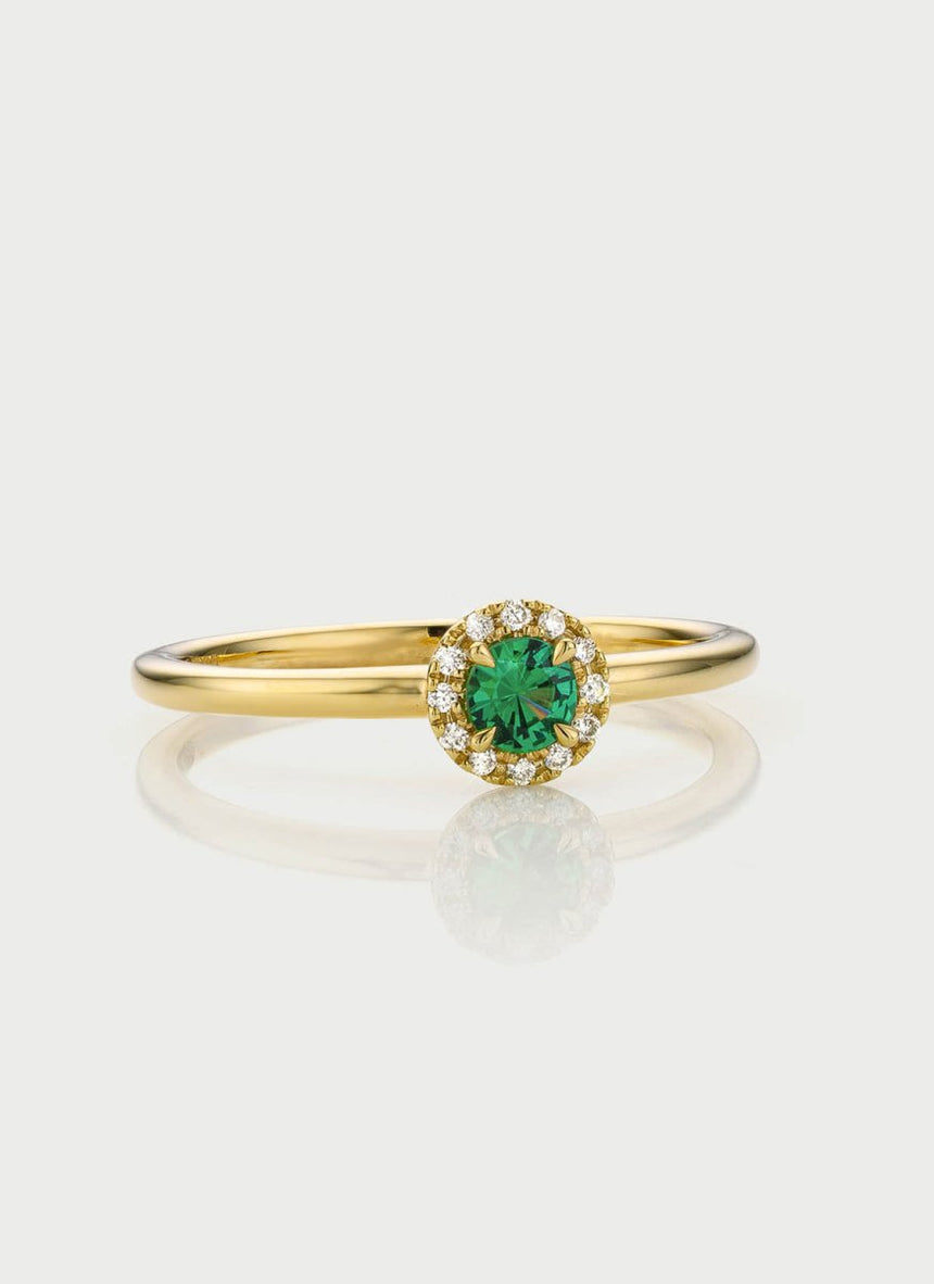 Custom oval cut tourmaline bezel set ring 14k - Studio Kroewe