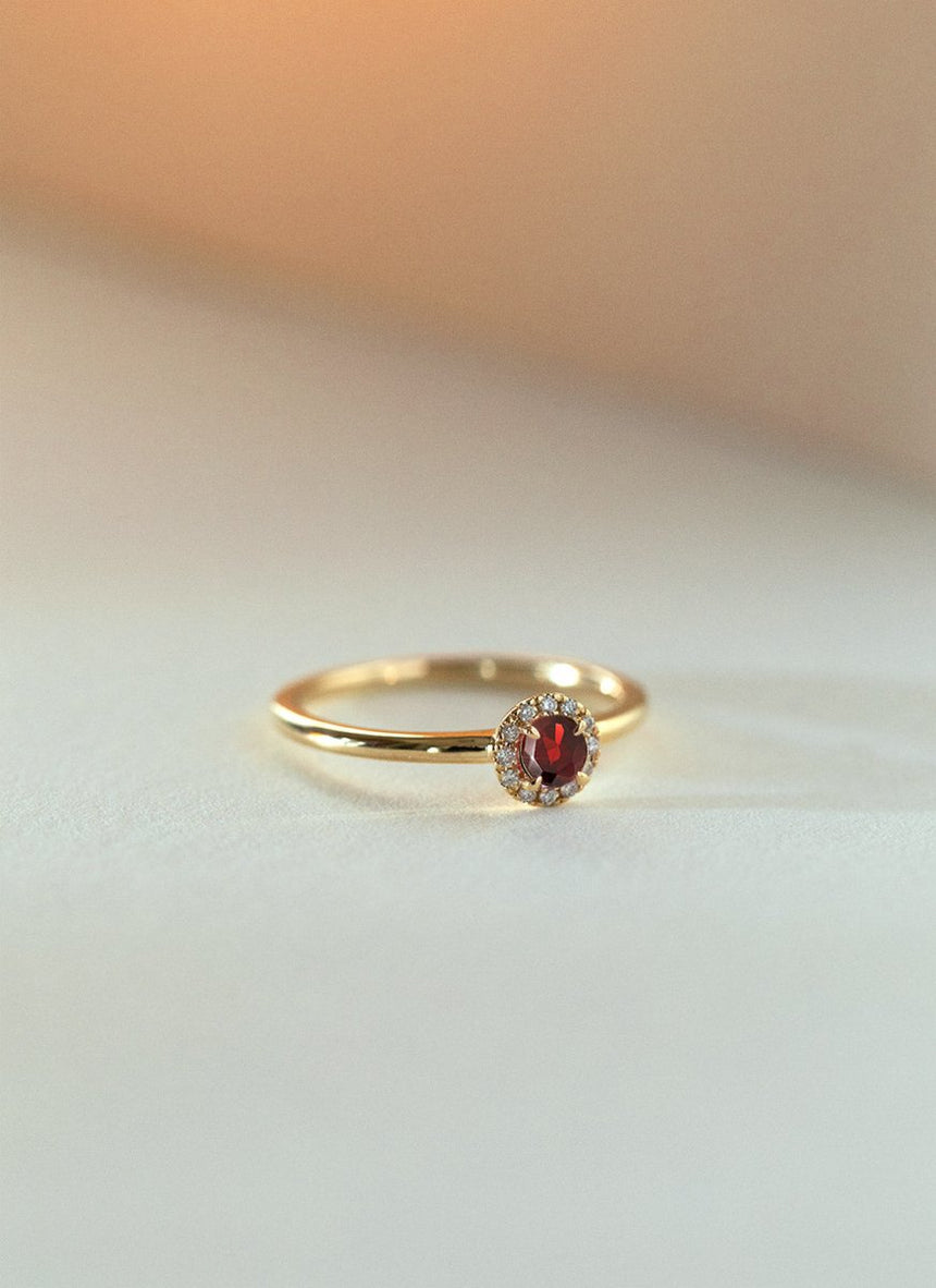 Custom oval cut tourmaline bezel set ring 14k - Studio Kroewe