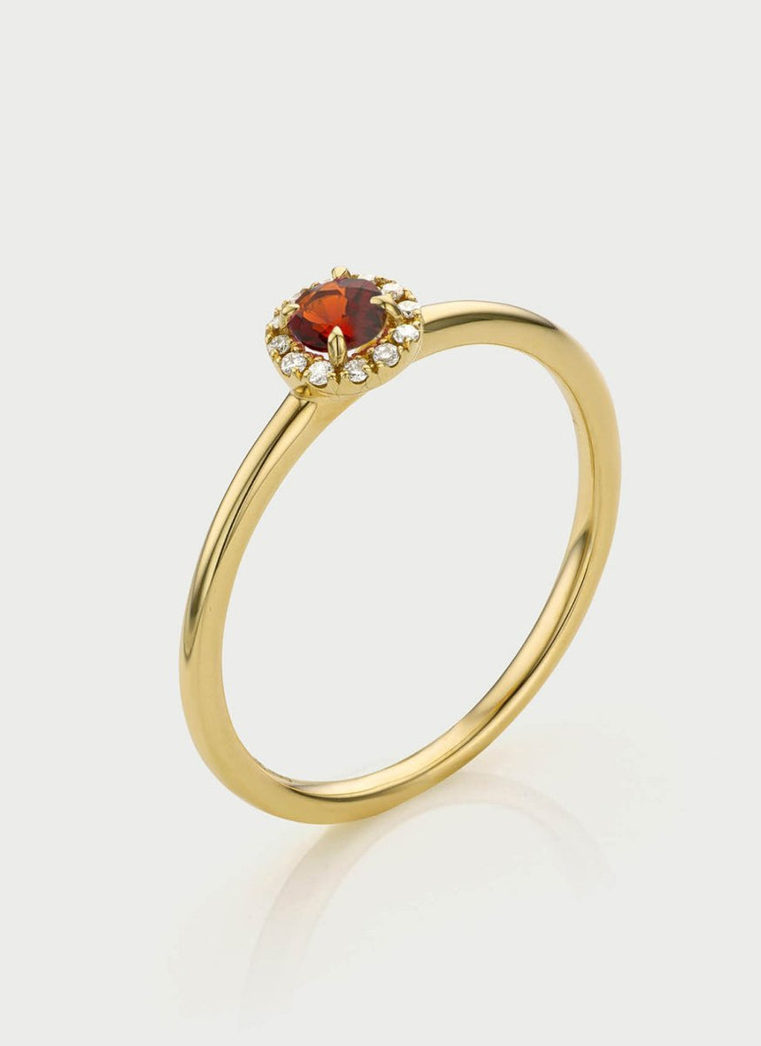 Riddy diamond garnet january birthstone ring 14k gold - Studio Kroewe