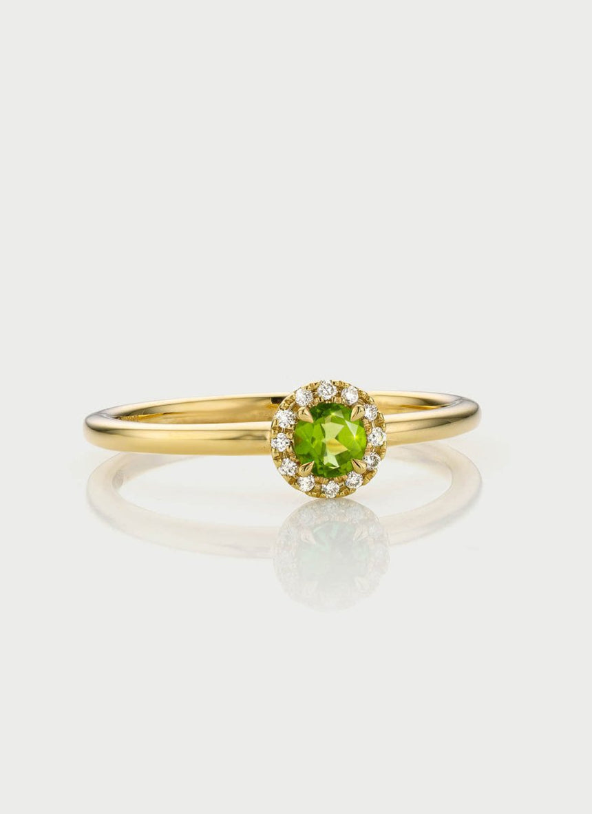 Custom oval cut tourmaline bezel set ring 14k - Studio Kroewe