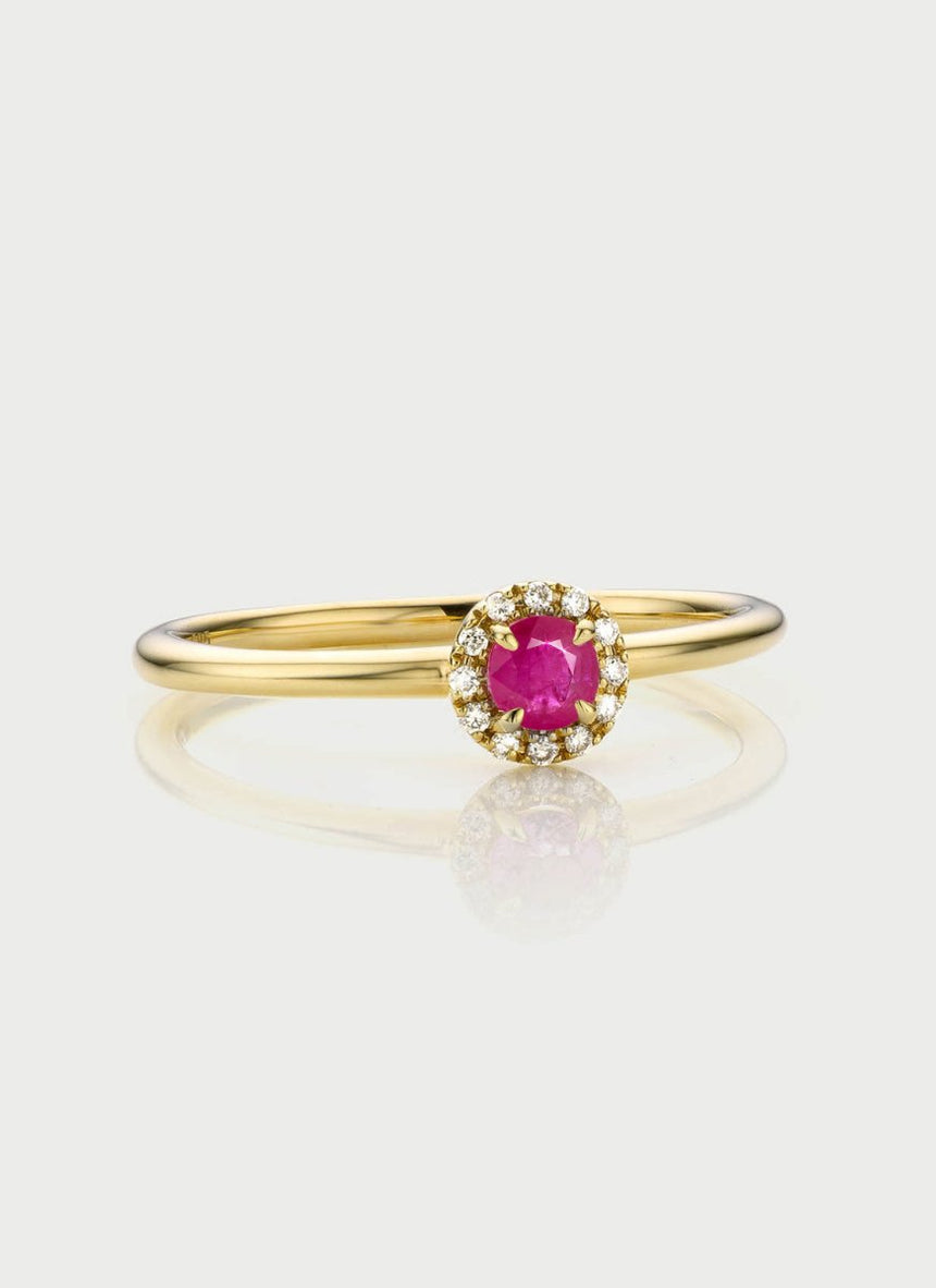 Custom oval cut tourmaline bezel set ring 14k - Studio Kroewe