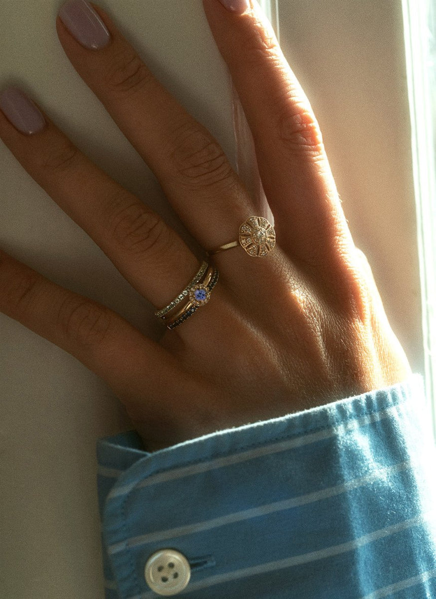 Riddy diamond tanzanite december birthstone ring 14k gold - Studio Kroewe