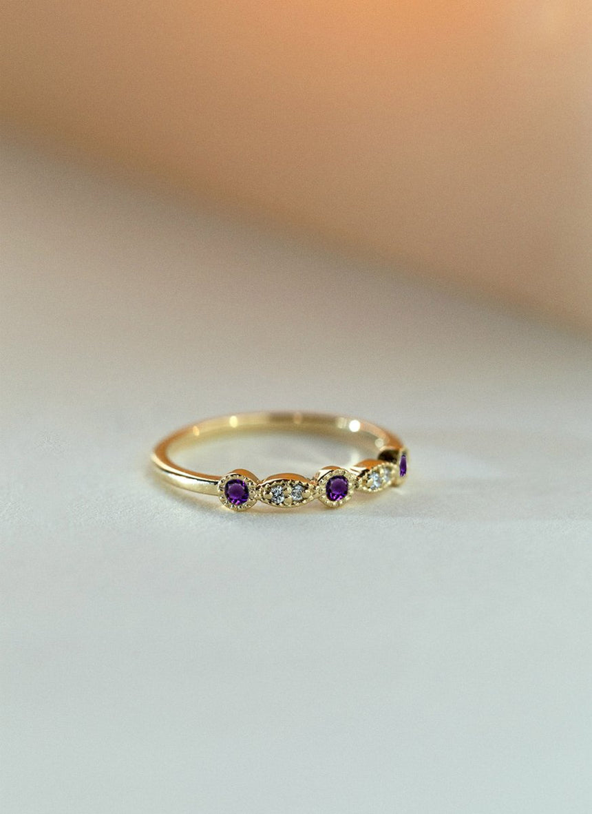 Sage diamond garnet january birthstone ring 14k gold - Studio Kroewe
