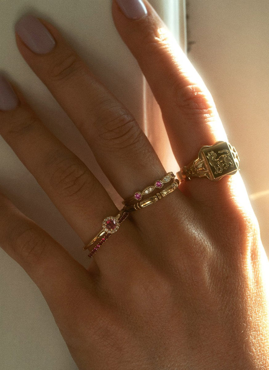 Sage diamond garnet january birthstone ring 14k gold - Studio Kroewe