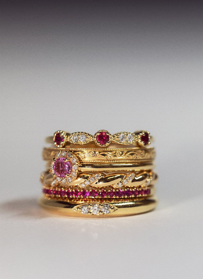 Sage diamond ruby ring 14k gold - Studio Kroewe