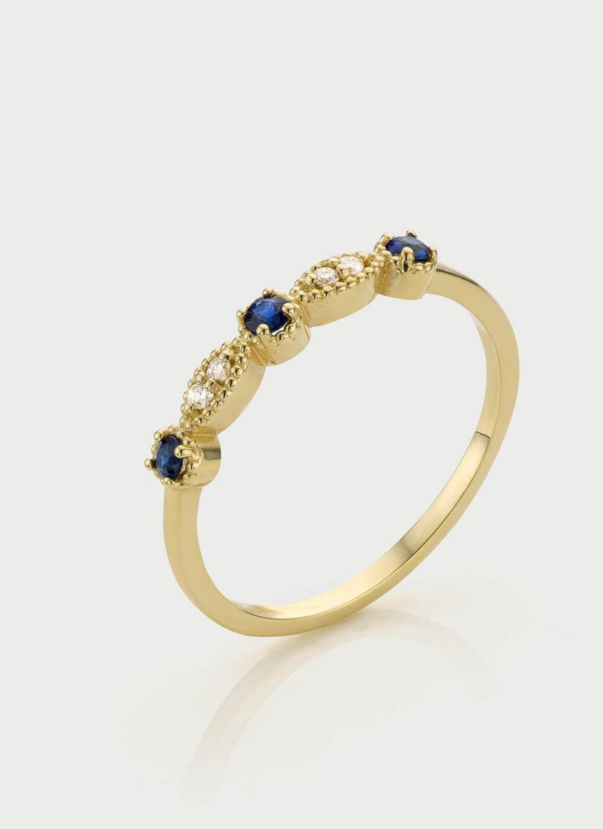 Sage diamond sapphire ring 14k gold - Studio Kroewe