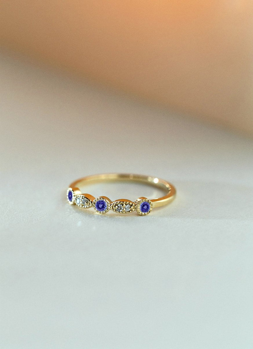 Sage diamond tanzanite december birthstone ring 14k gold - Studio Kroewe