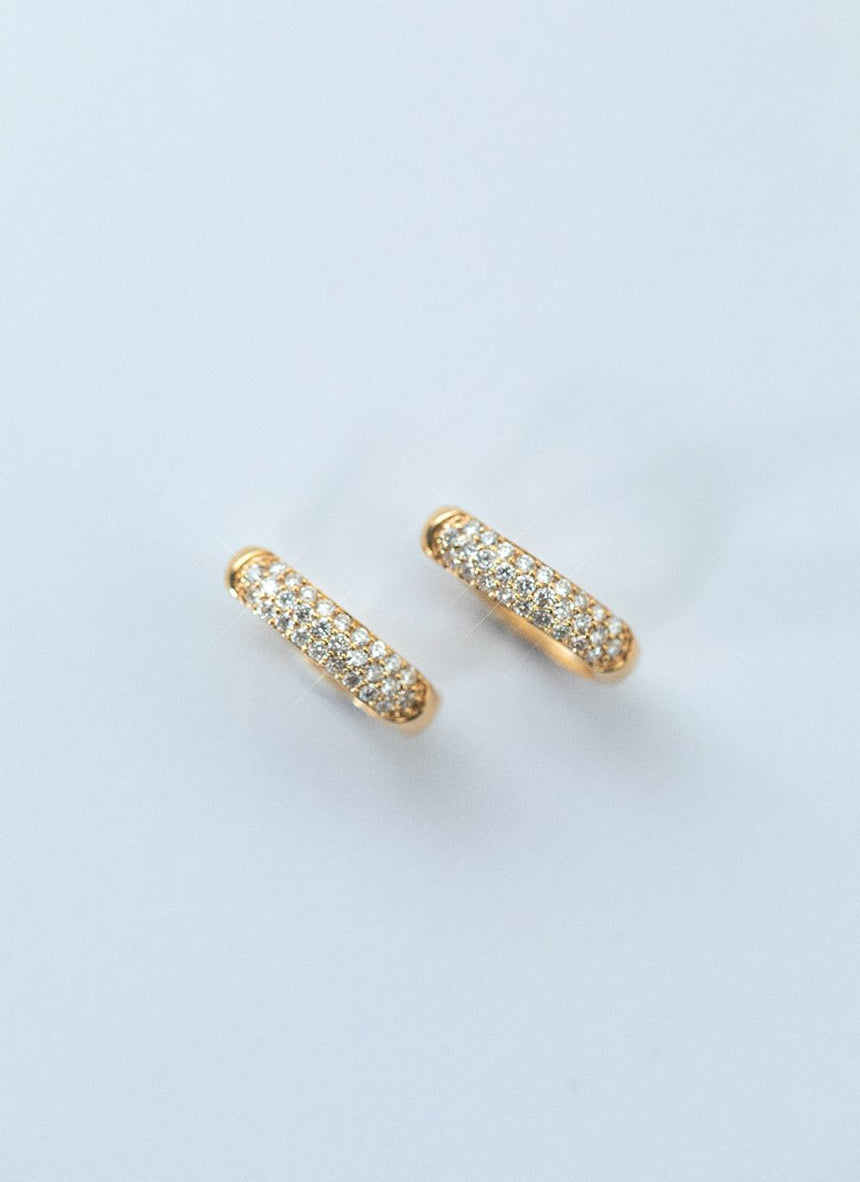 Sora pavé diamond earrings 14k gold - Studio Kroewe