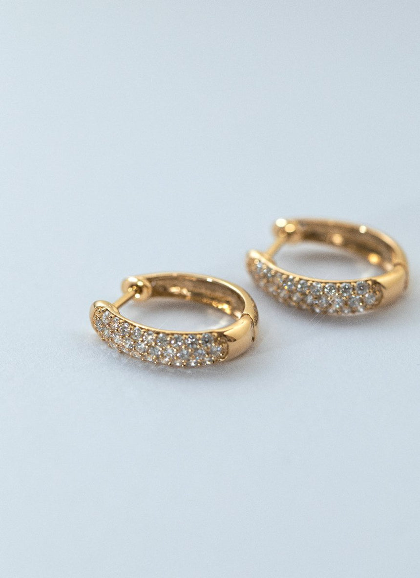 Sora pavé diamond earrings 14k gold - Studio Kroewe