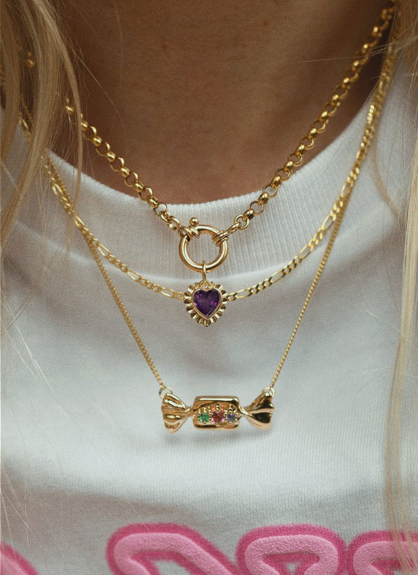 Sutton amethyst pendant 14k gold - Studio Kroewe