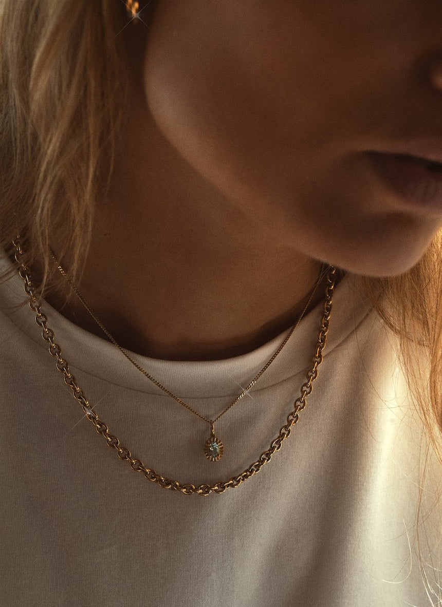 Sutton birthstone pendant 14k gold - Studio Kroewe