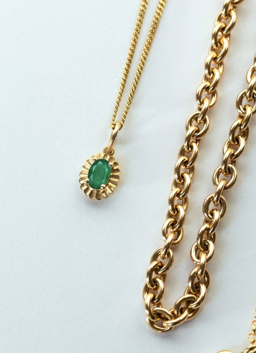 Sutton birthstone pendant 14k gold - Studio Kroewe
