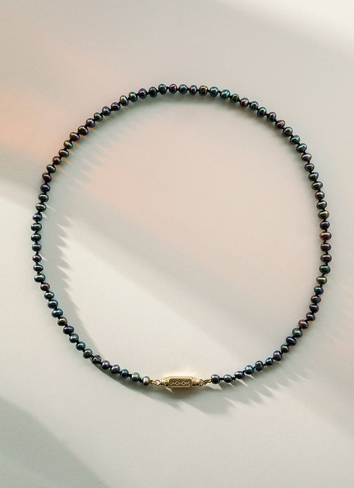Tatum black pearl necklace 14k gold - Studio Kroewe