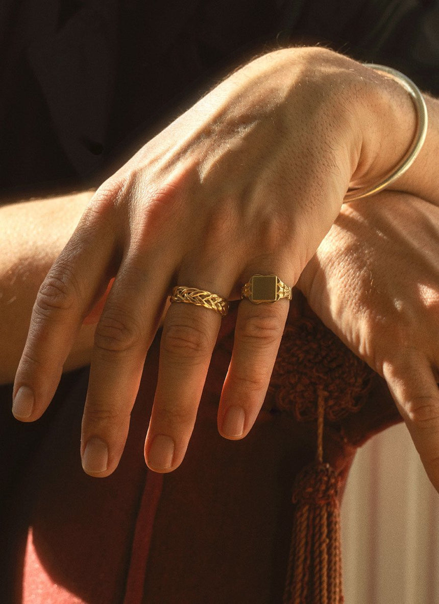 The gent king braided ring 14k gold - Studio Kroewe