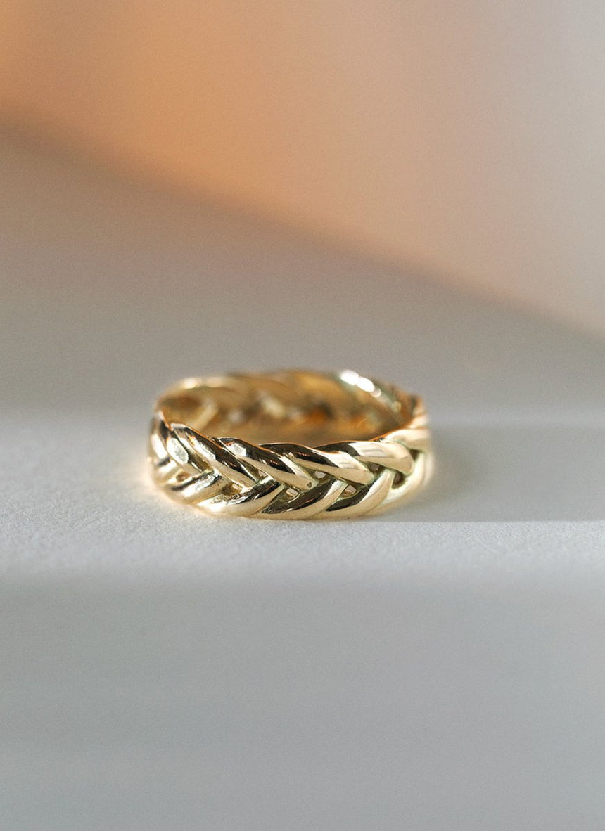 The gent king braided ring 14k gold - Studio Kroewe