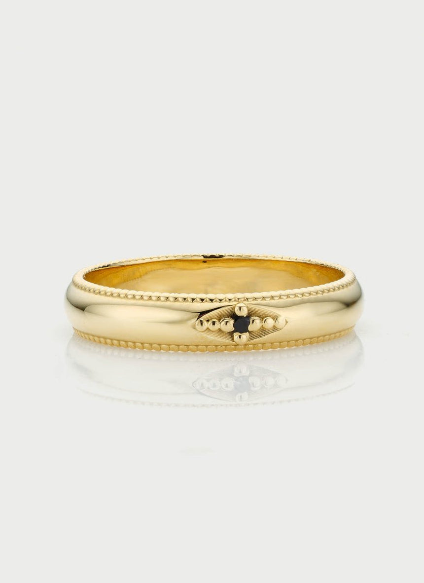 The gent lonny black sapphire ring 14k gold - Studio Kroewe