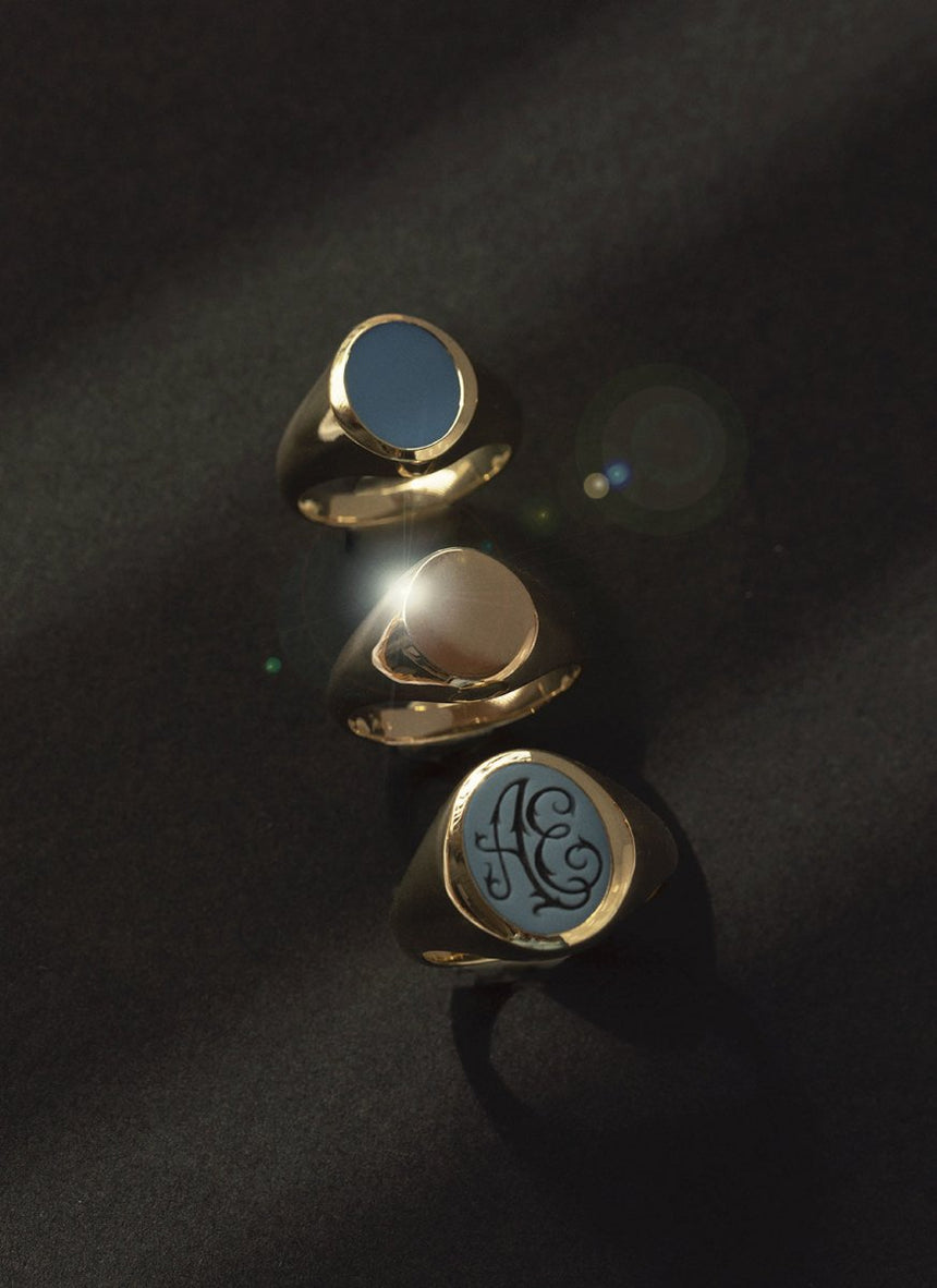 Lous signet ring 14k gold - Studio Kroewe