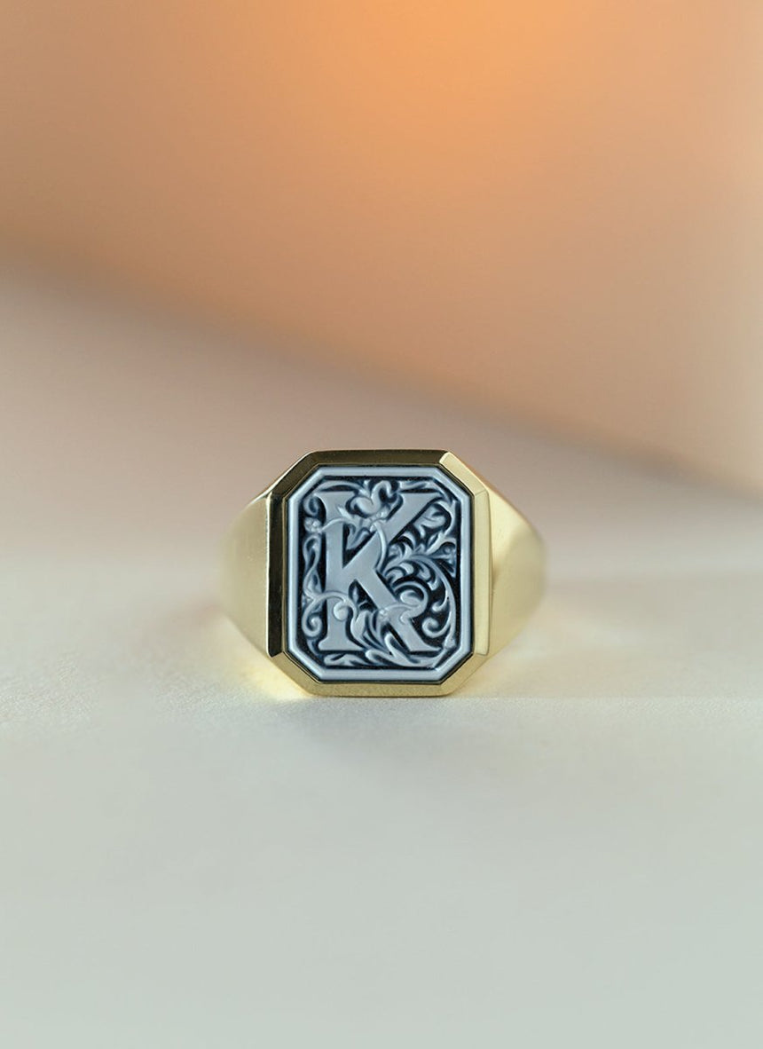 The gent bruce citrine ring 14k gold - Studio Kroewe