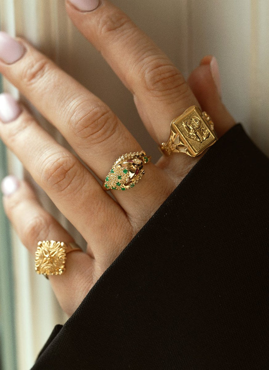 Tiga emerald ruby ring 14k gold - Studio Kroewe