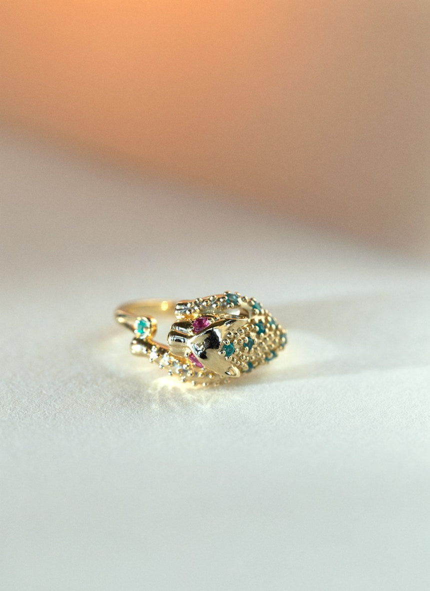 Tiga emerald ruby ring 14k gold - Studio Kroewe