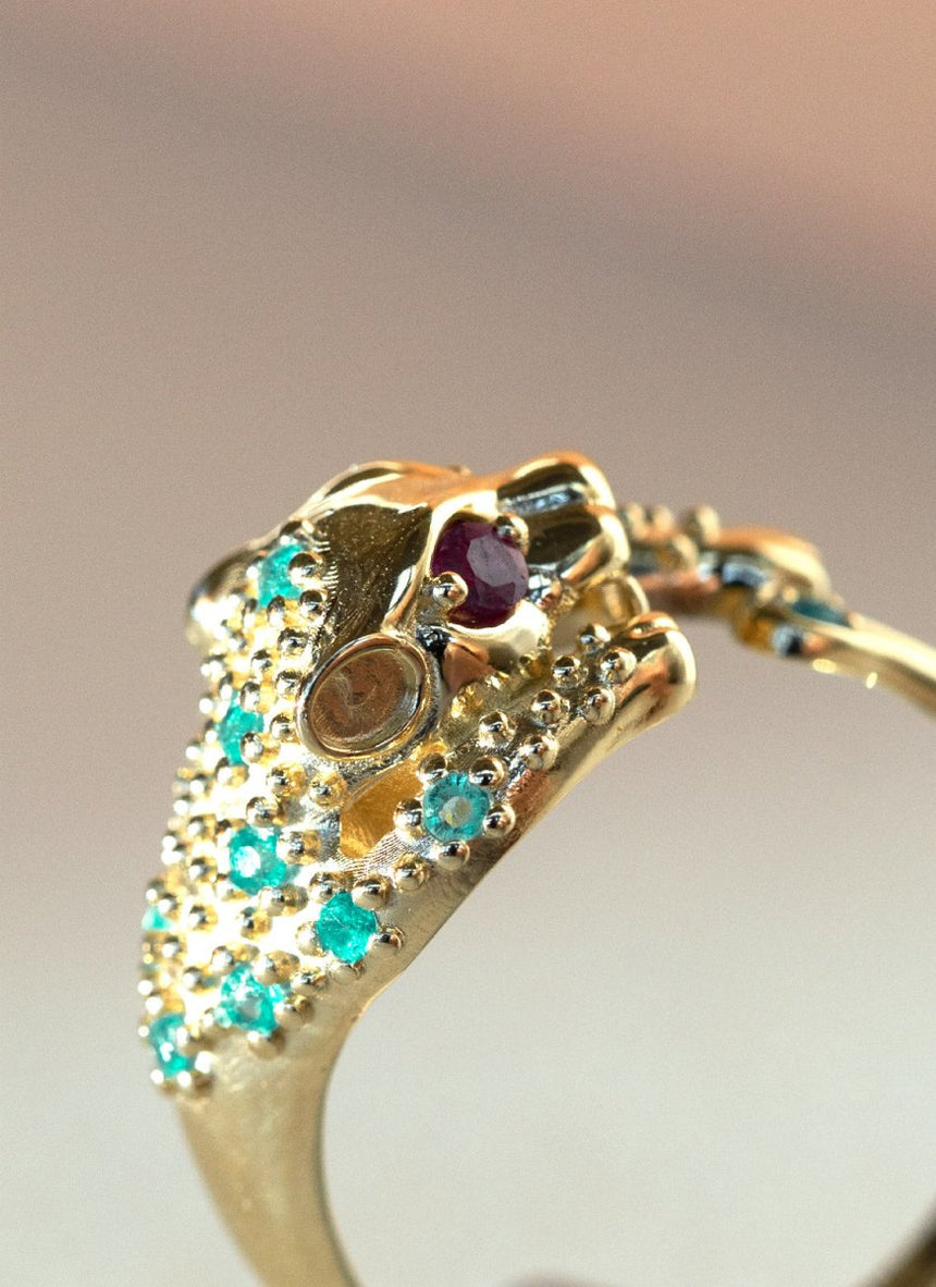 Tiga emerald ruby ring 14k gold - Studio Kroewe