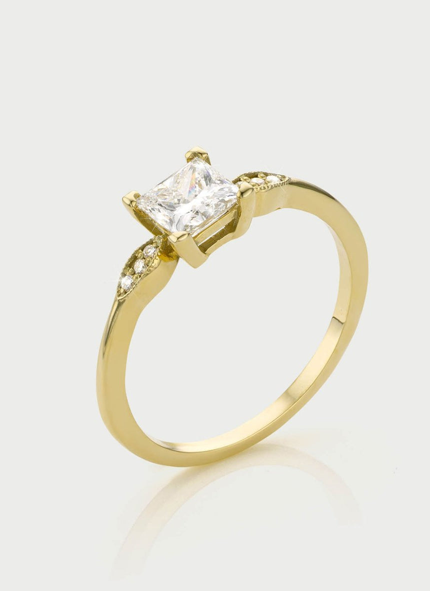 Timmy princess cut diamond 0.75ct ring 14k gold - Studio Kroewe