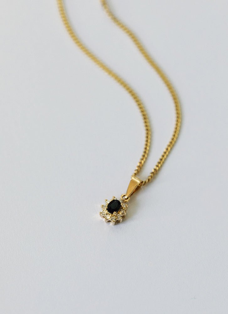 Triss diamond sapphire charm 14k gold - Studio Kroewe