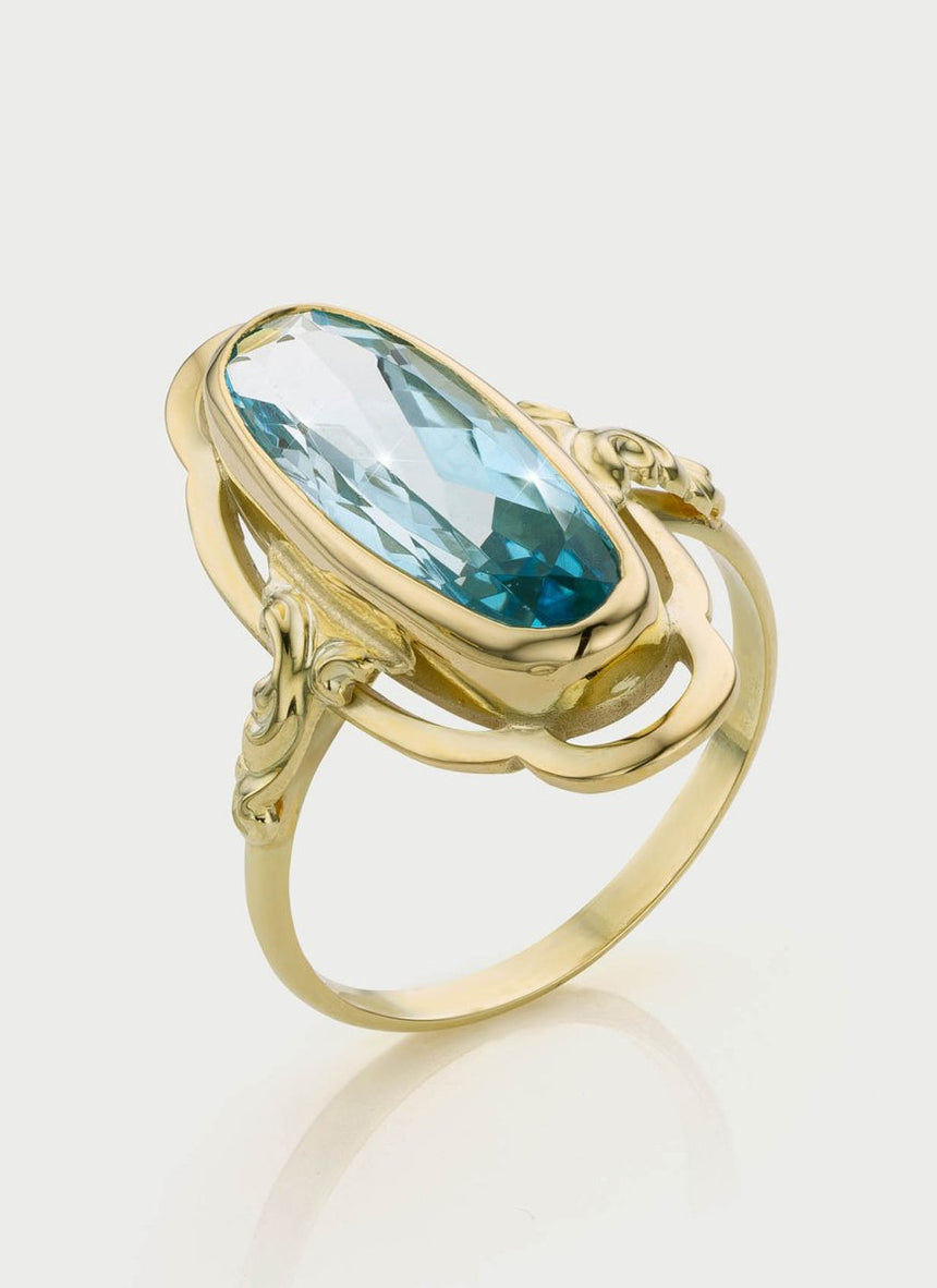 Trixie blue topaz ring 14k gold - Studio Kroewe