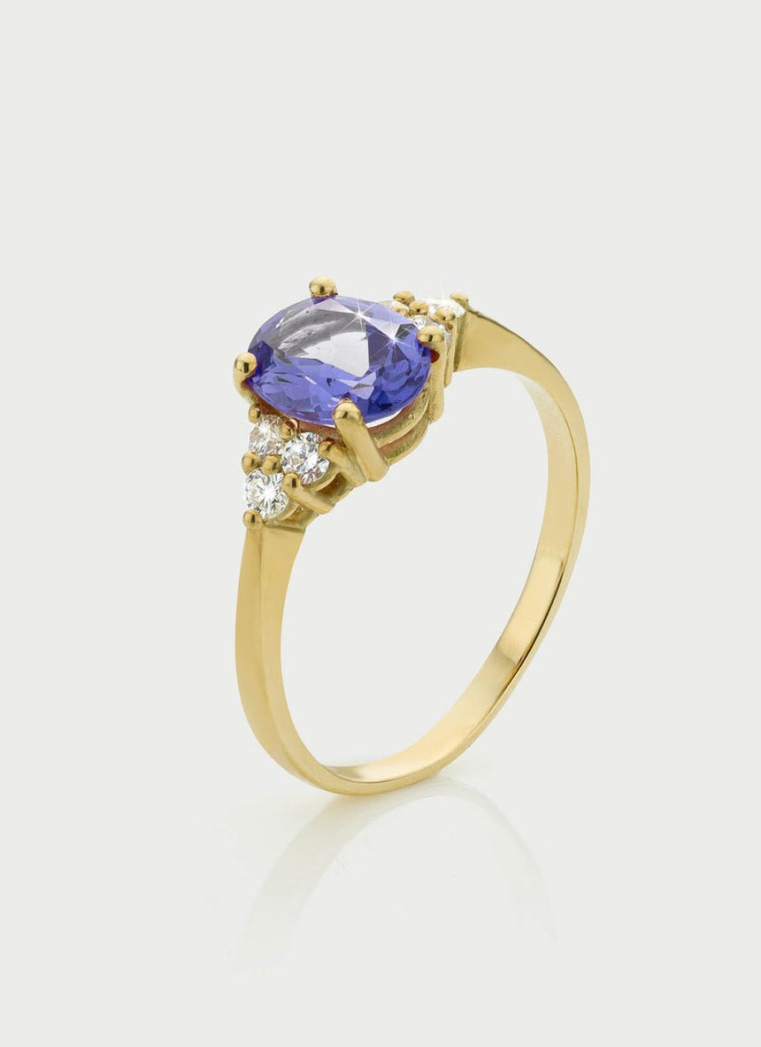 Valentina diamond tanzanite ring 14k gold - Studio Kroewe